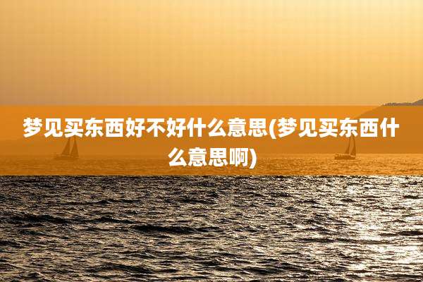梦见买东西好不好什么意思(梦见买东西什么意思啊)