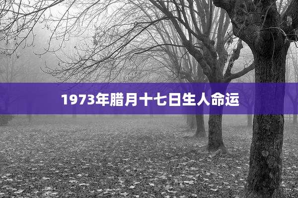 1973年腊月十七日生人命运