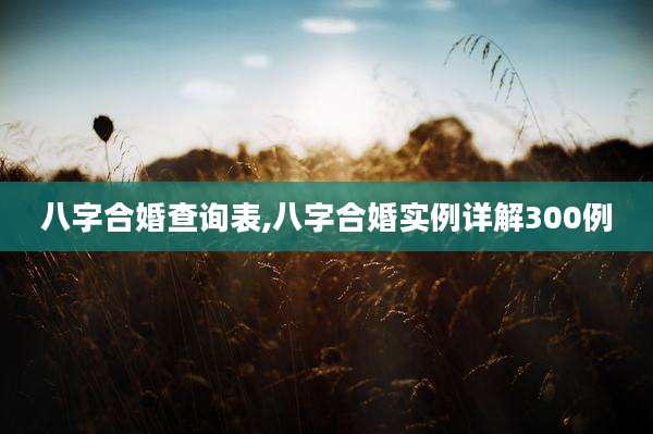 八字合婚查询表,八字合婚实例详解300例