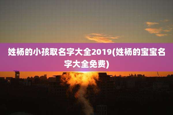 姓杨的小孩取名字大全2019(姓杨的宝宝名字大全免费)
