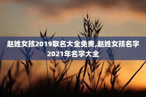 赵姓女孩2019取名大全免费,赵姓女孩名字2021年名字大全