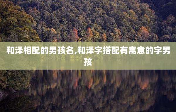 和泽相配的男孩名,和泽字搭配有寓意的字男孩