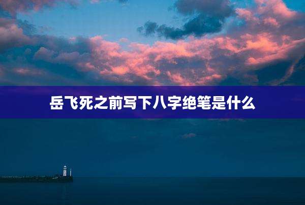 岳飞死之前写下八字绝笔是什么