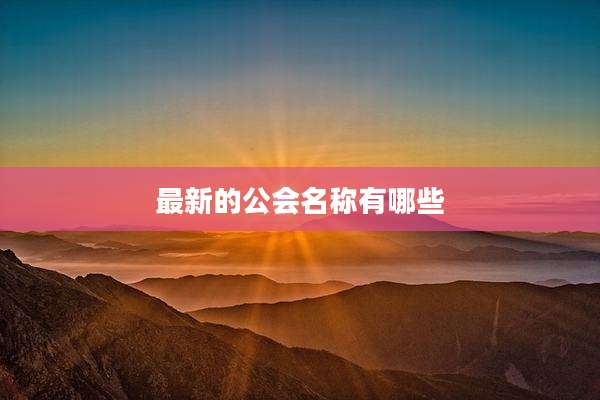 最新的公会名称有哪些