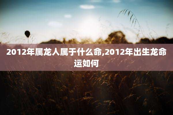 2012年属龙人属于什么命,2012年出生龙命运如何