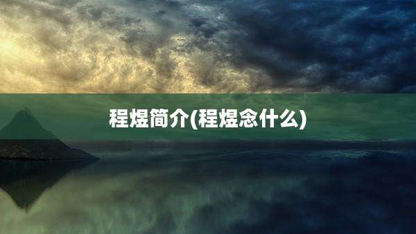 程煜简介(程煜念什么)