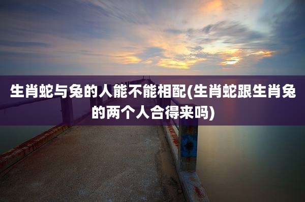 生肖蛇与兔的人能不能相配(生肖蛇跟生肖兔的两个人合得来吗)