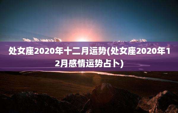 处女座2020年十二月运势(处女座2020年12月感情运势占卜)