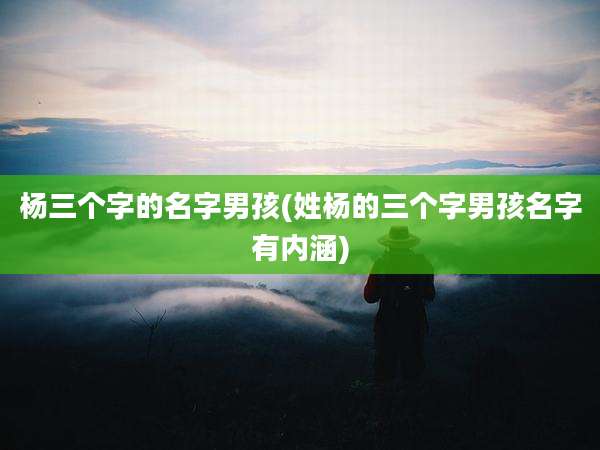 杨三个字的名字男孩(姓杨的三个字男孩名字有内涵)