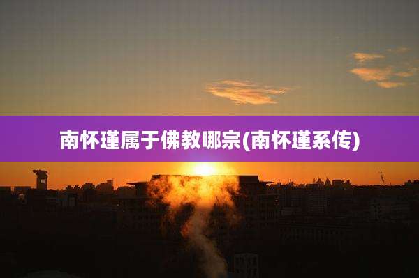 南怀瑾属于佛教哪宗(南怀瑾系传)