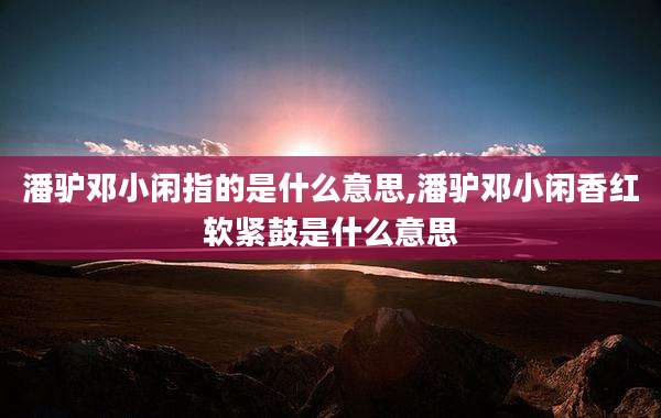 潘驴邓小闲指的是什么意思,潘驴邓小闲香红软紧鼓是什么意思