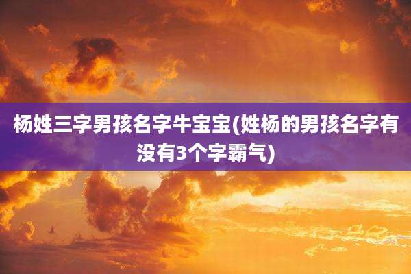 杨姓三字男孩名字牛宝宝(姓杨的男孩名字有没有3个字霸气)