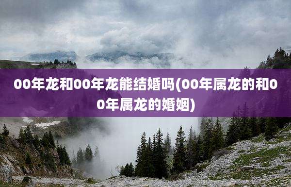 00年龙和00年龙能结婚吗(00年属龙的和00年属龙的婚姻)