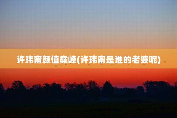 许玮甯颜值巅峰(许玮甯是谁的老婆呢)