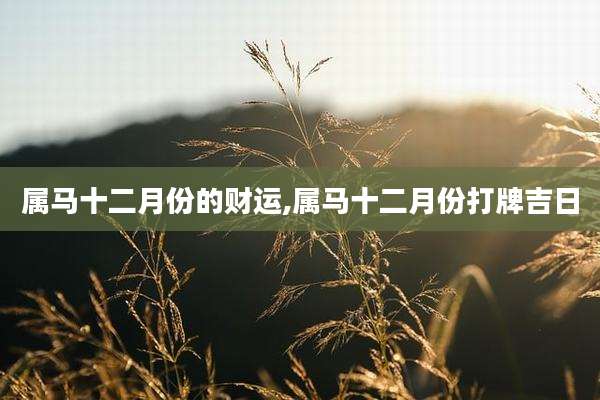 属马十二月份的财运,属马十二月份打牌吉日