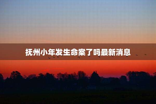 抚州小年发生命案了吗最新消息