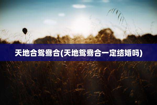 天地合鸳鸯合(天地鸳鸯合一定结婚吗)