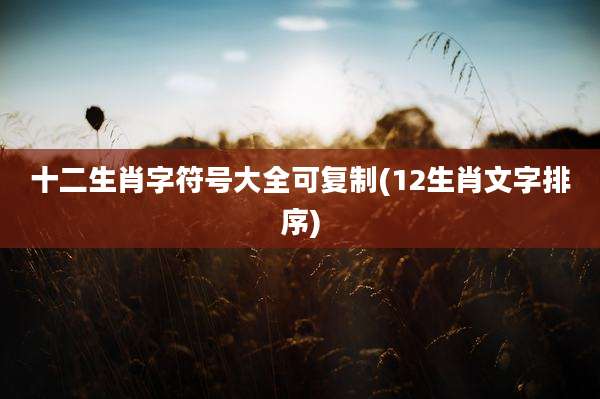 十二生肖字符号大全可复制(12生肖文字排序)