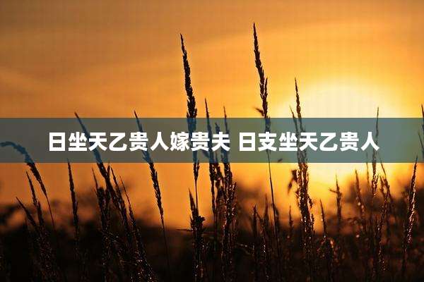 日坐天乙贵人嫁贵夫 日支坐天乙贵人