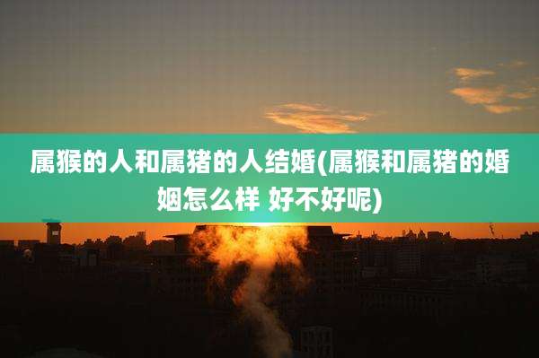 属猴的人和属猪的人结婚(属猴和属猪的婚姻怎么样 好不好呢)