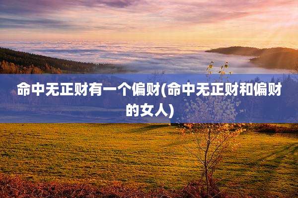 命中无正财有一个偏财(命中无正财和偏财的女人)