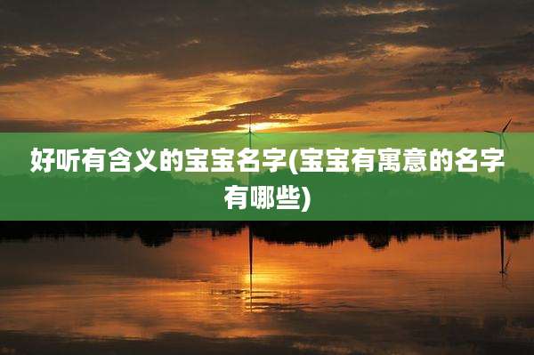 好听有含义的宝宝名字(宝宝有寓意的名字有哪些)