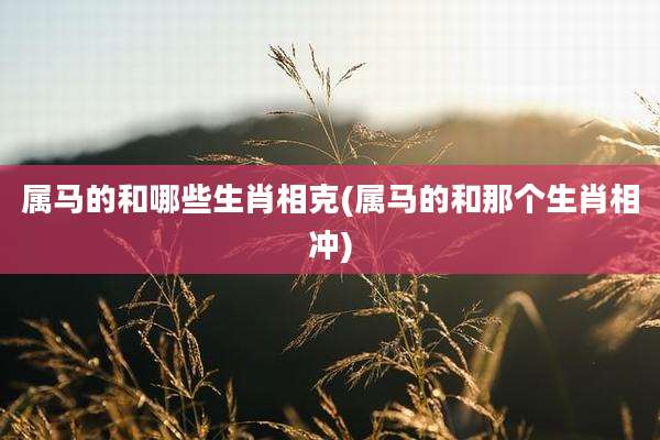 属马的和哪些生肖相克(属马的和那个生肖相冲)
