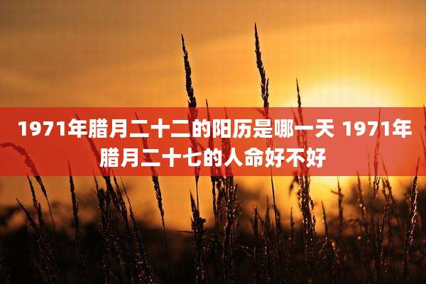 1971年腊月二十二的阳历是哪一天 1971年腊月二十七的人命好不好