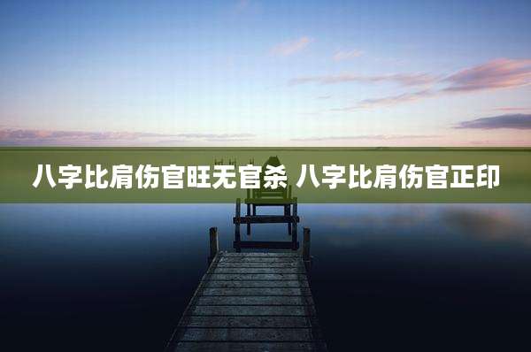 八字比肩伤官旺无官杀 八字比肩伤官正印
