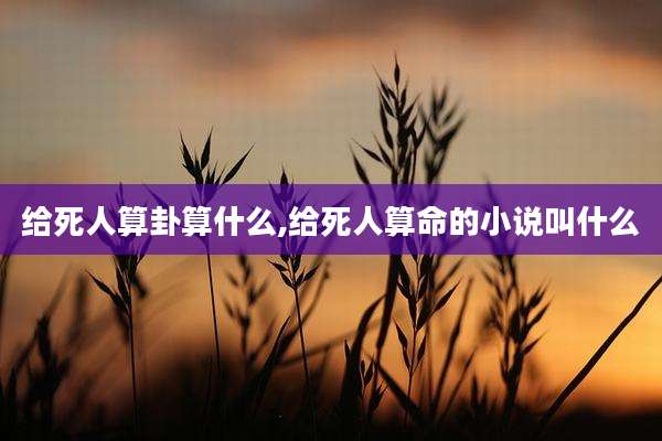 给死人算卦算什么,给死人算命的小说叫什么