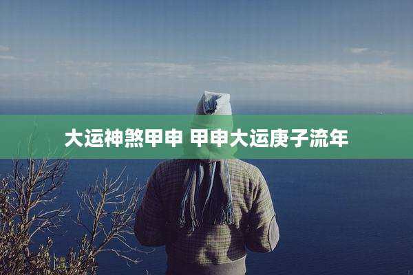 大运神煞甲申 甲申大运庚子流年