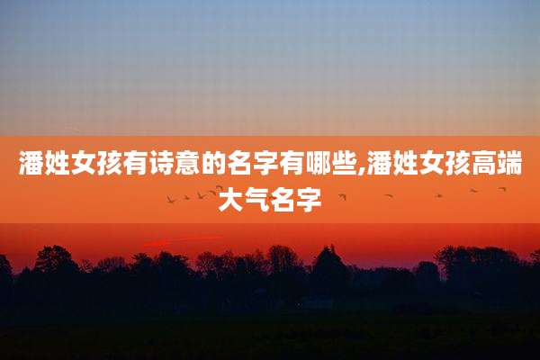 潘姓女孩有诗意的名字有哪些,潘姓女孩高端大气名字