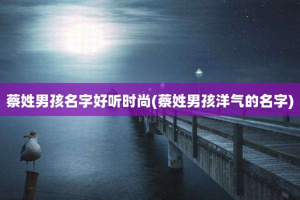 蔡姓男孩名字好听时尚(蔡姓男孩洋气的名字)