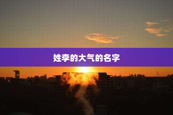 姓李的大气的名字