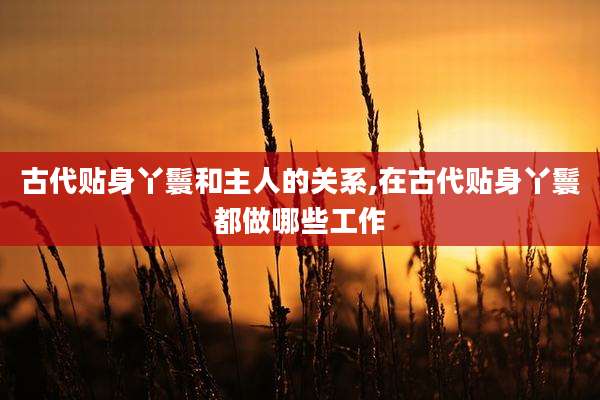 古代贴身丫鬟和主人的关系,在古代贴身丫鬟都做哪些工作