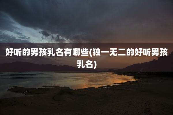 好听的男孩乳名有哪些(独一无二的好听男孩乳名)