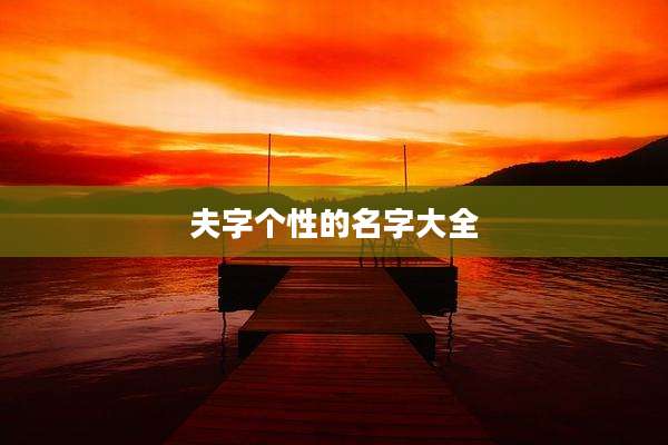 夫字个性的名字大全