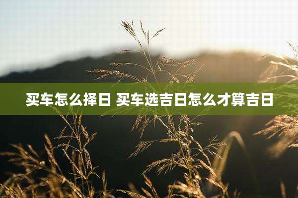 买车怎么择日 买车选吉日怎么才算吉日