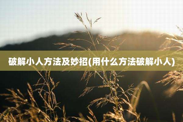 破解小人方法及妙招(用什么方法破解小人)