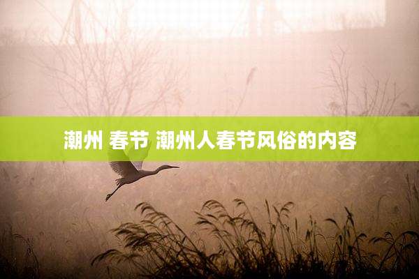 潮州 春节 潮州人春节风俗的内容