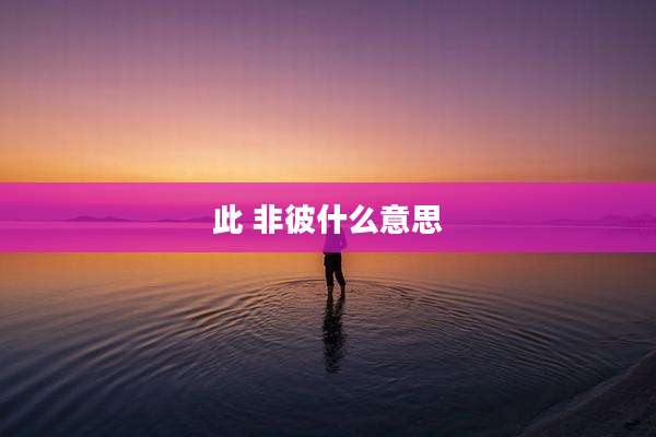 此 非彼什么意思