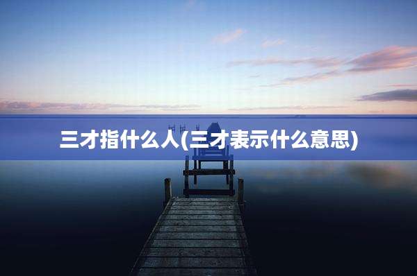三才指什么人(三才表示什么意思)