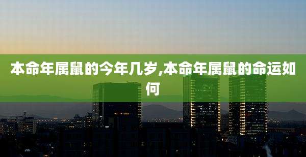 本命年属鼠的今年几岁,本命年属鼠的命运如何