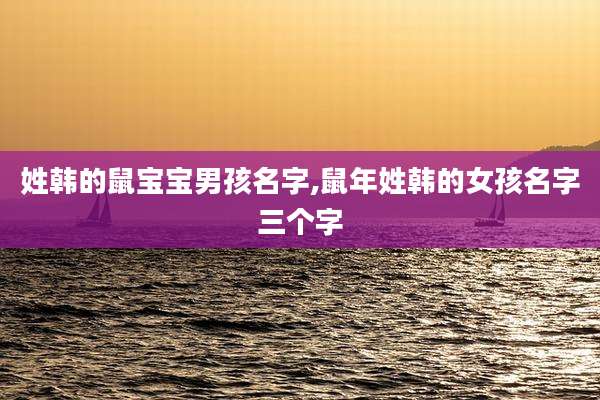 姓韩的鼠宝宝男孩名字,鼠年姓韩的女孩名字三个字