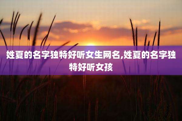 姓夏的名字独特好听女生网名,姓夏的名字独特好听女孩