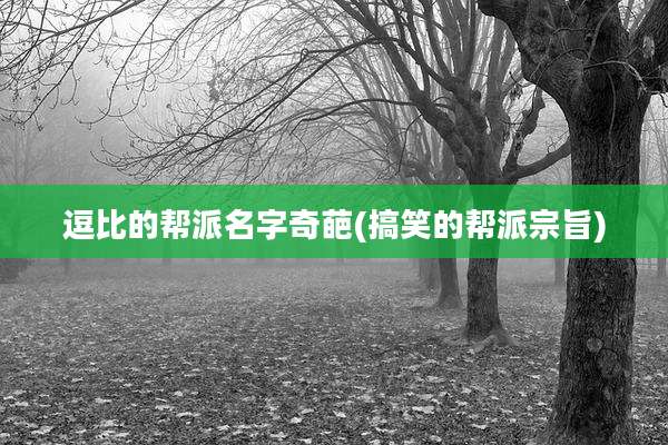 逗比的帮派名字奇葩(搞笑的帮派宗旨)