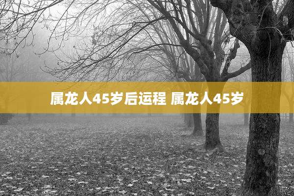 属龙人45岁后运程 属龙人45岁