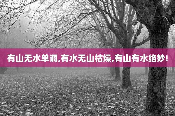 有山无水单调,有水无山枯燥,有山有水绝妙!