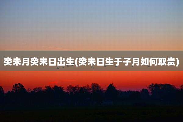 癸未月癸未日出生(癸未日生于子月如何取贵)