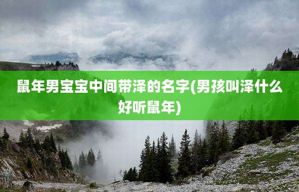 鼠年男宝宝中间带泽的名字(男孩叫泽什么好听鼠年)